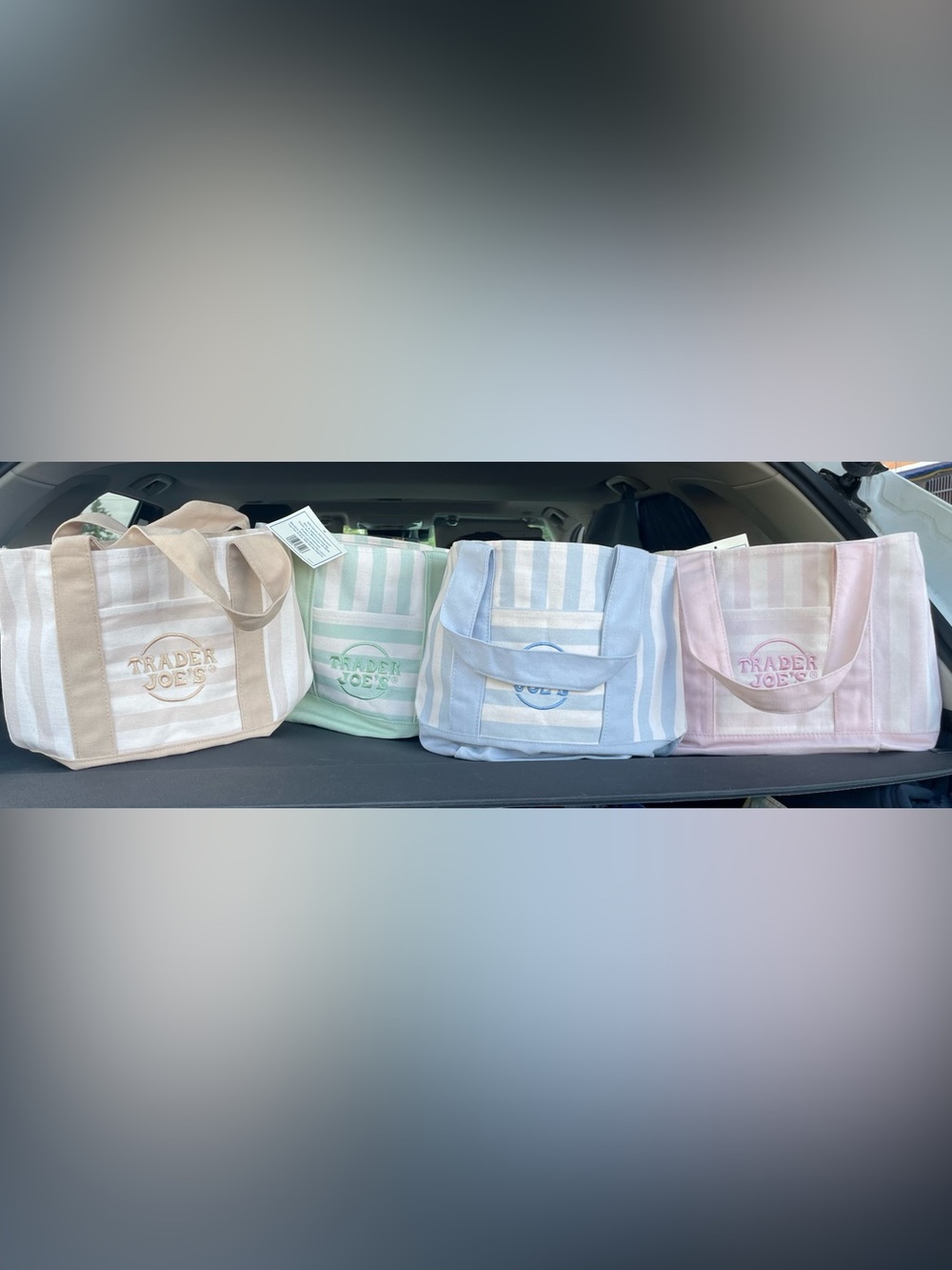 New Trader Joe’s Pastel Striped mini Tote Bags - set of 4 - released June 2016